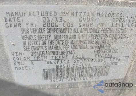 2013 Nissan Sentra S/Sv/Sr/Sl from USA, damaged, VIN 3N1AB7AP6DL669145